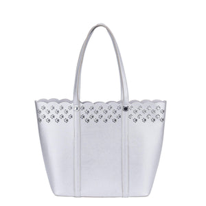 Holiday Paw Lace Cat Tote- Silver