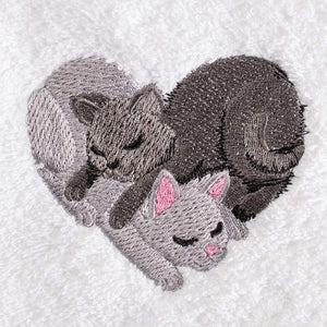 Embroidered Cat Nap Hand Towel